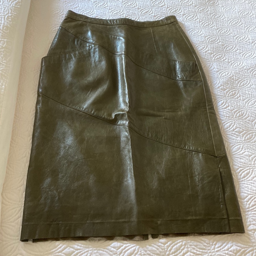 Begedor Italia Vintage skirt Genuine Leather Olive